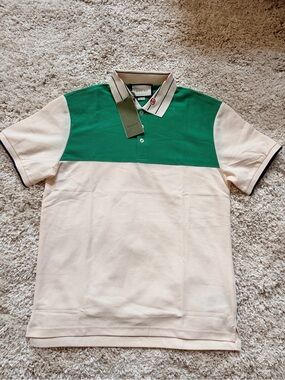 Gucci Green and Cream Block Polo Shirt
